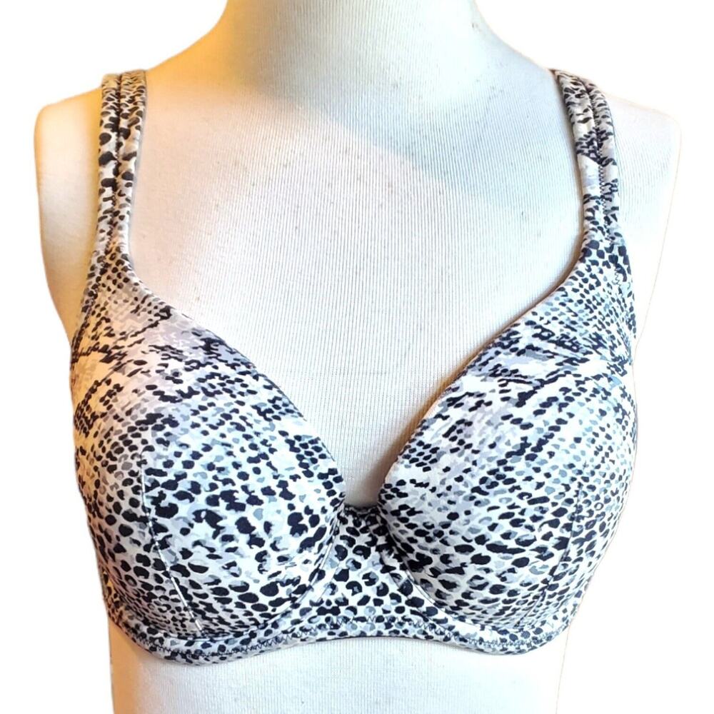 Soma Bra Sz 32DD padded underwire Animal Print Black Trim/Straps Hooks in Back